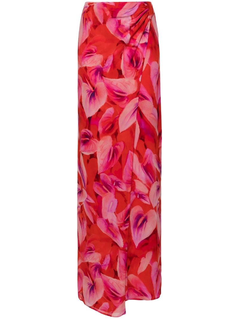Red Phoebe Floral-print Wrap Skirt