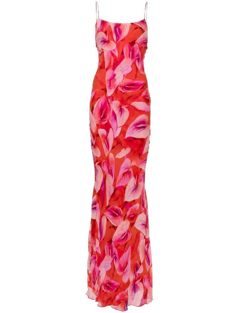 Red Ninfea Floral-print Slip Dress