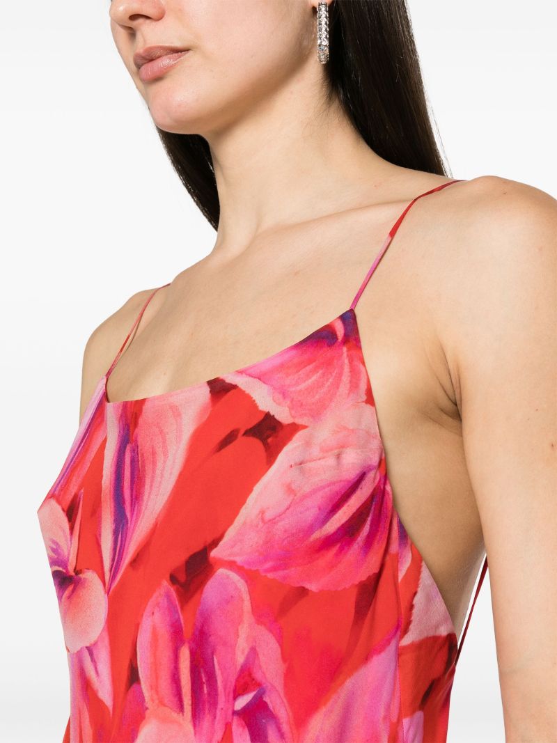 Red Ninfea Floral-print Slip Dress