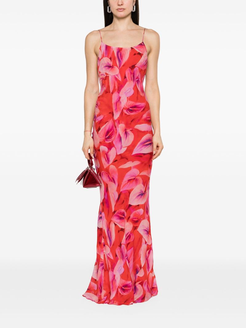 Red Ninfea Floral-print Slip Dress
