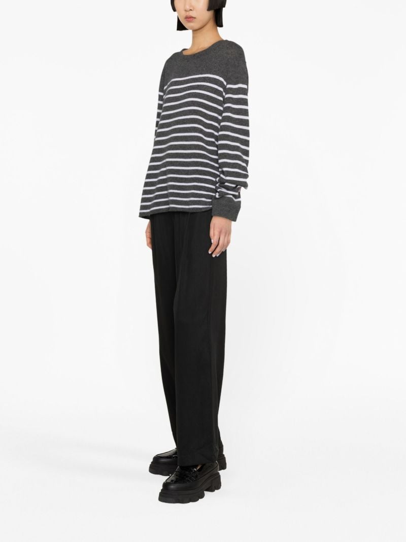 Grey Striped Cashmere Sweater