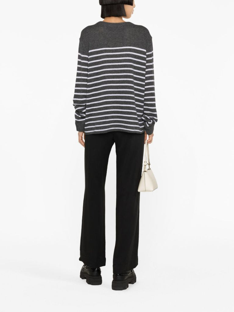 Grey Striped Cashmere Sweater