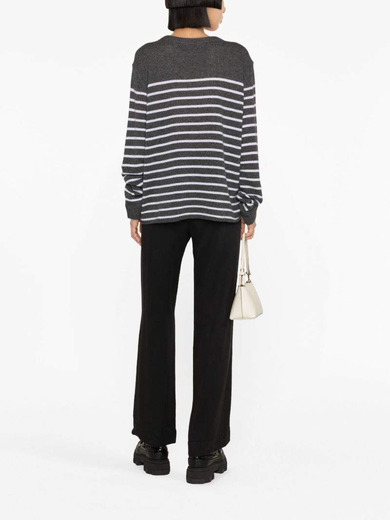 Grey Striped Cashmere Sweater
