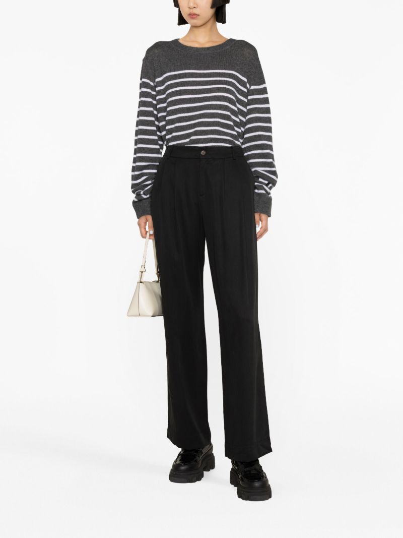 Grey Striped Cashmere Sweater
