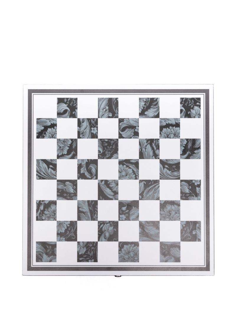 Black Barocco-print Wood Chess Set