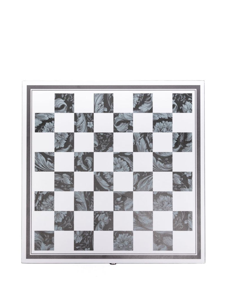 Black Barocco-print Wood Chess Set