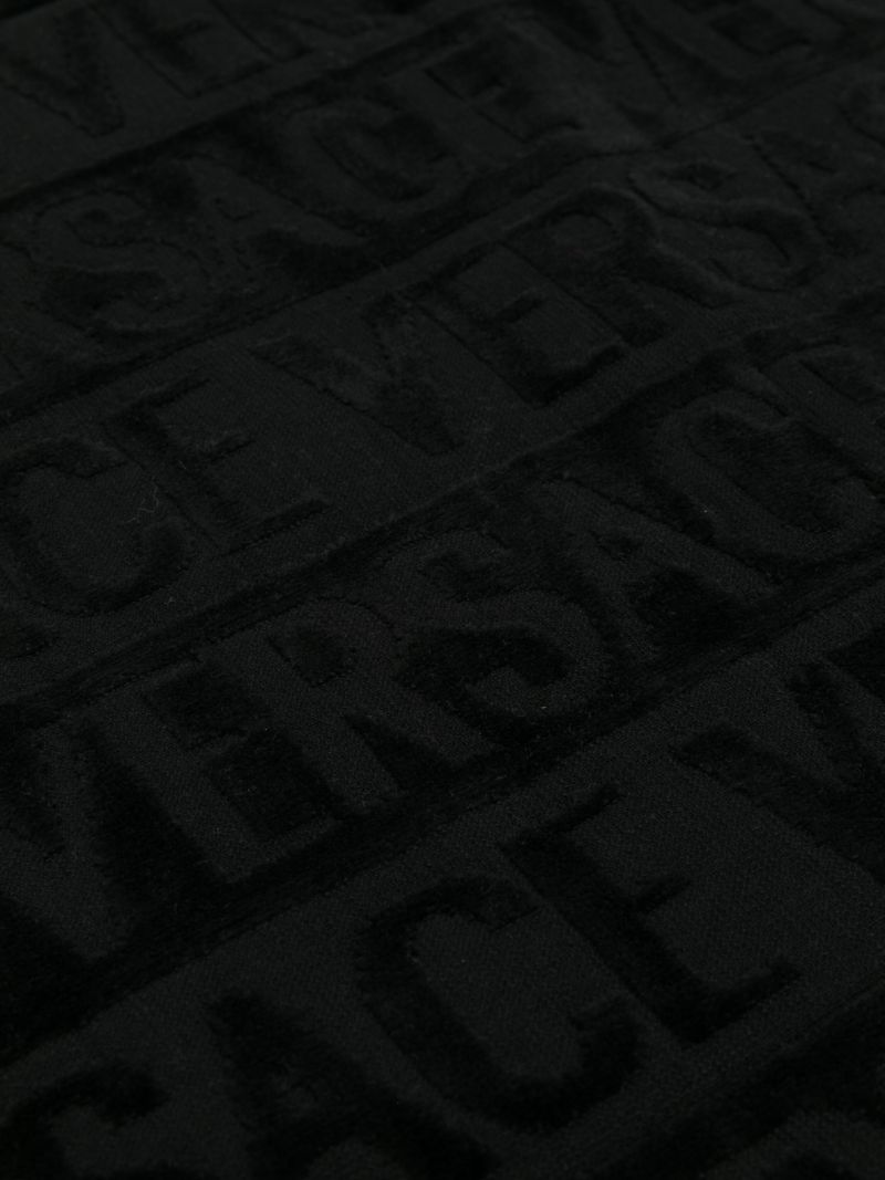 Black Logo-jacquard Cotton Bath Mat