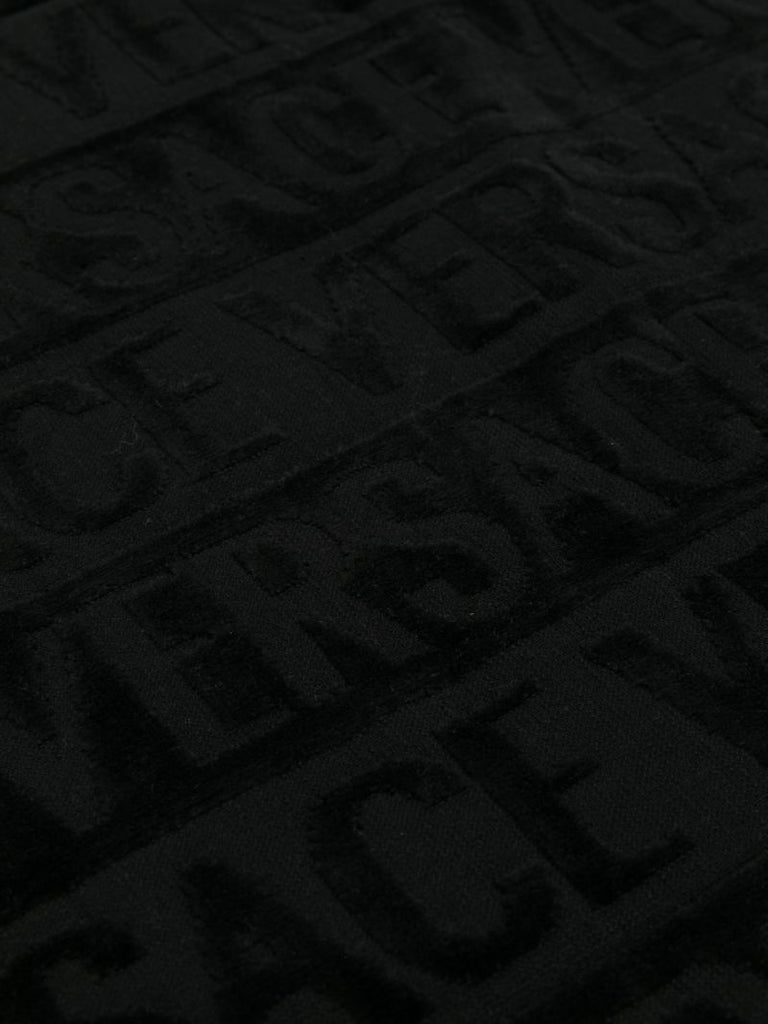 Black Logo-jacquard Cotton Bath Mat