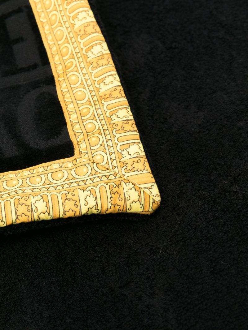 Black Logo-jacquard Cotton Bath Mat