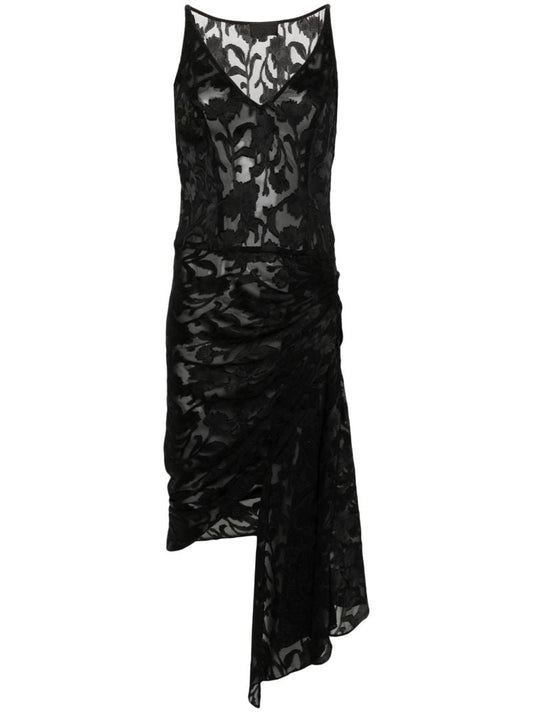 Black Jade Draped Midi Dress