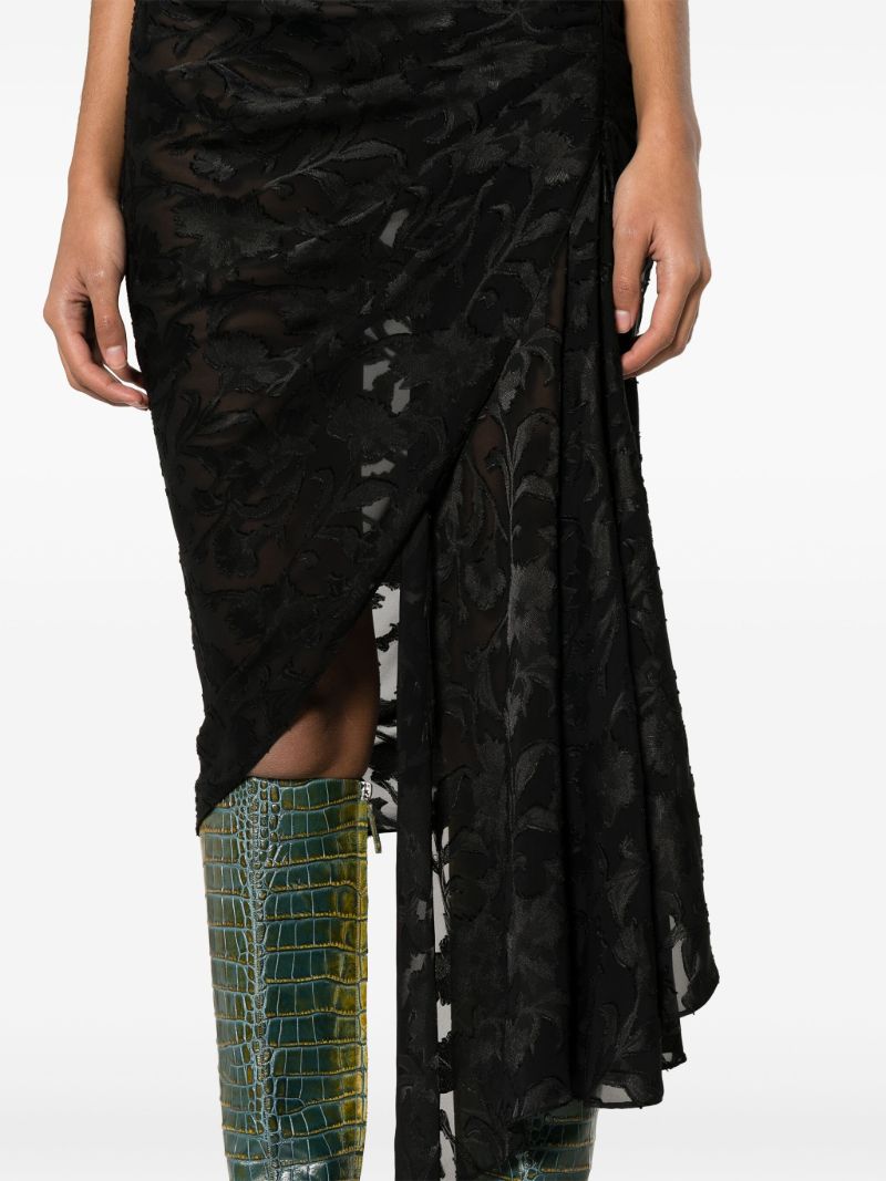 Black Jade Draped Midi Dress