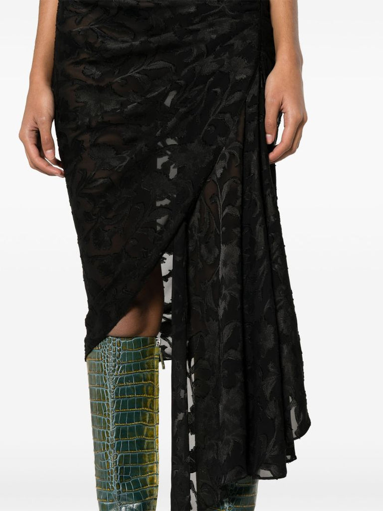 Black Jade Draped Midi Dress
