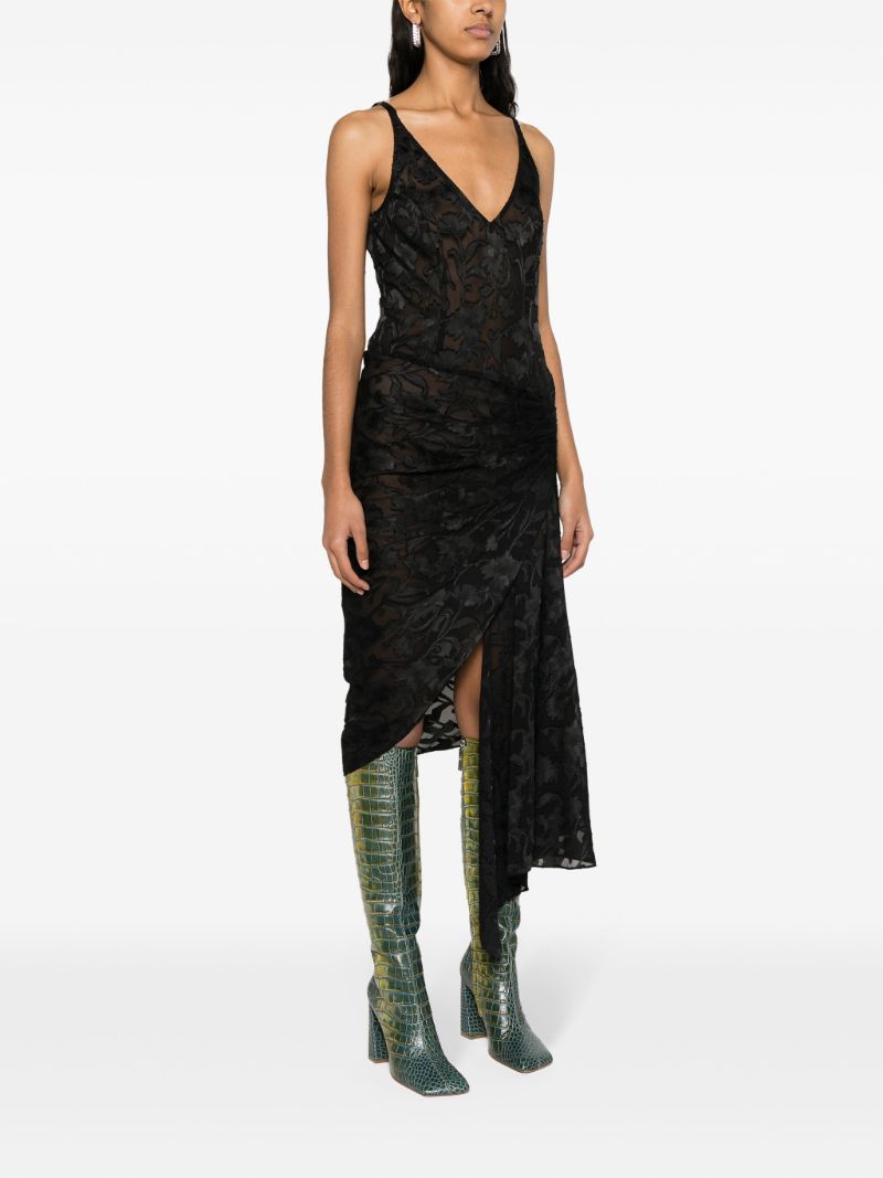 Black Jade Draped Midi Dress