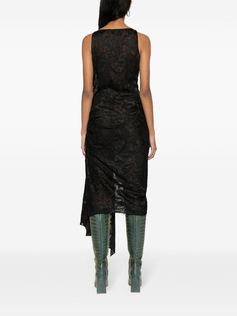 Black Jade Draped Midi Dress