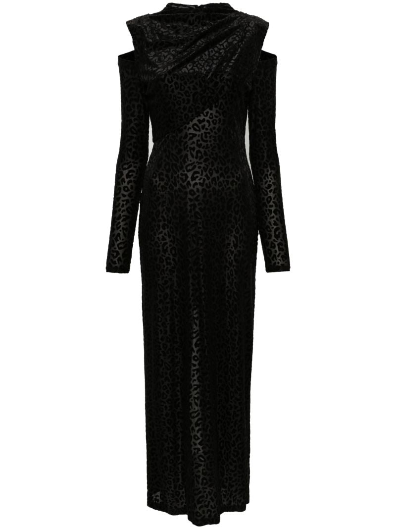 Black Leopard-pattern Maxi Dress