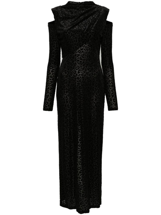 Black Leopard-pattern Maxi Dress