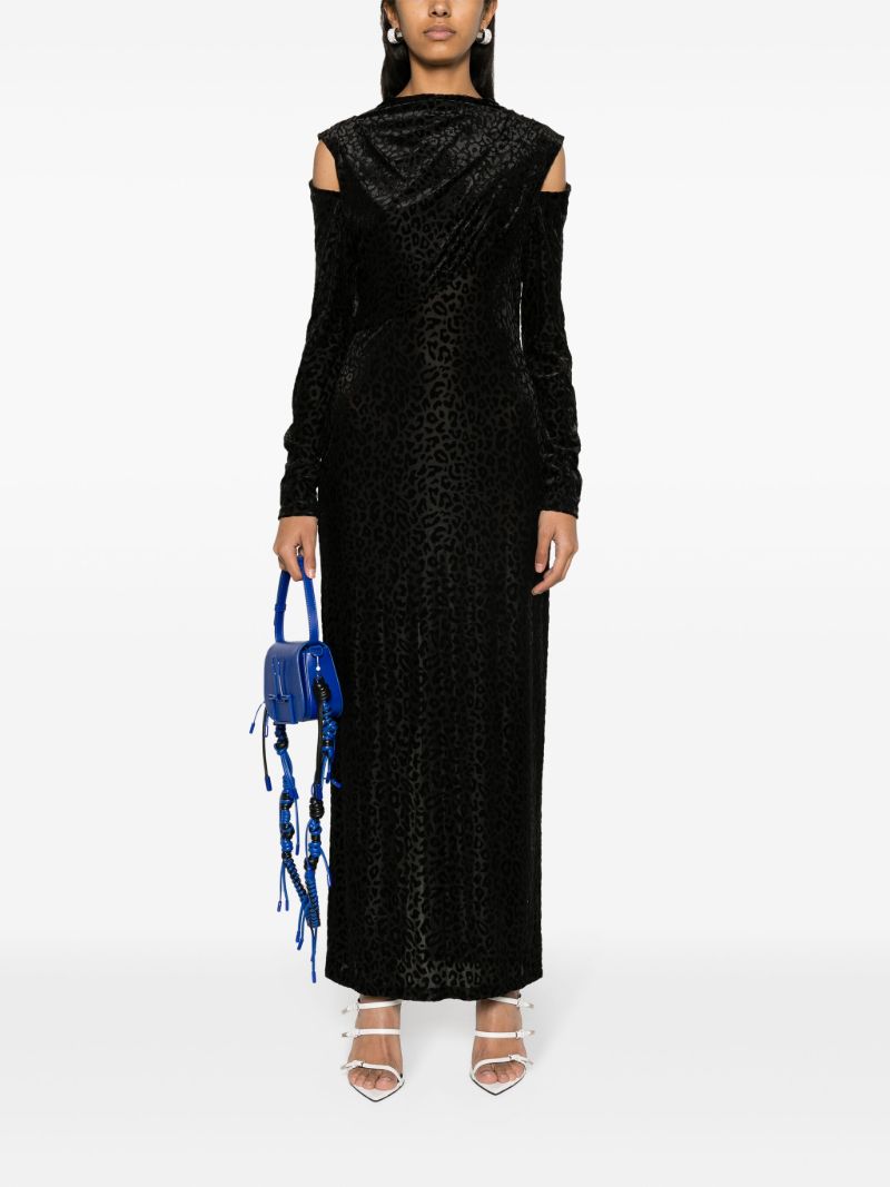 Black Leopard-pattern Maxi Dress
