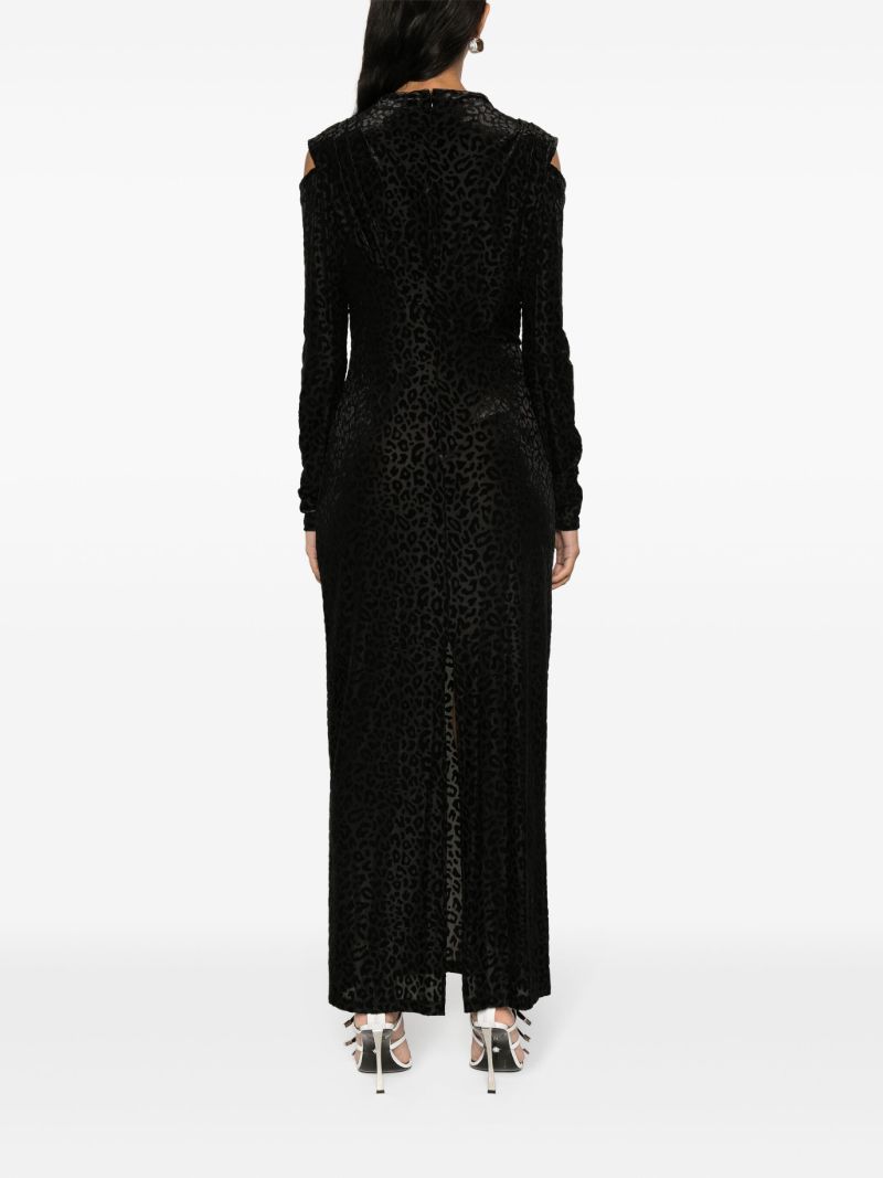 Black Leopard-pattern Maxi Dress