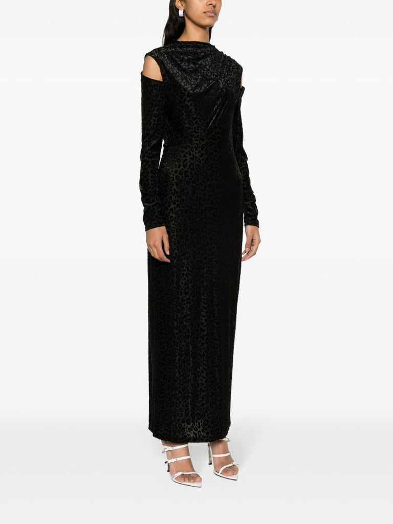 Black Leopard-pattern Maxi Dress