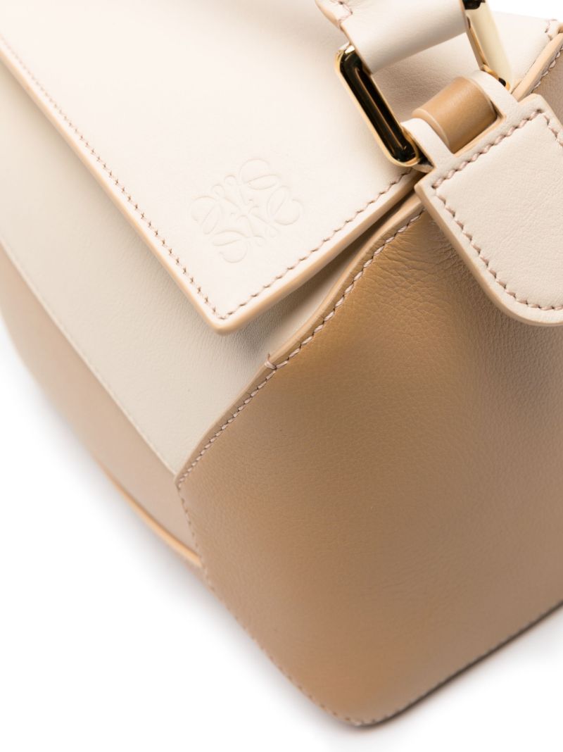 Neutral Puzzle Edge Small Leather Top Handle Bag