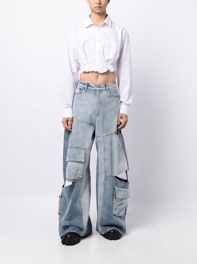 White Pleated Poplin Cropped Shirt