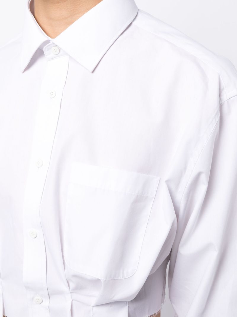 White Pleated Poplin Cropped Shirt