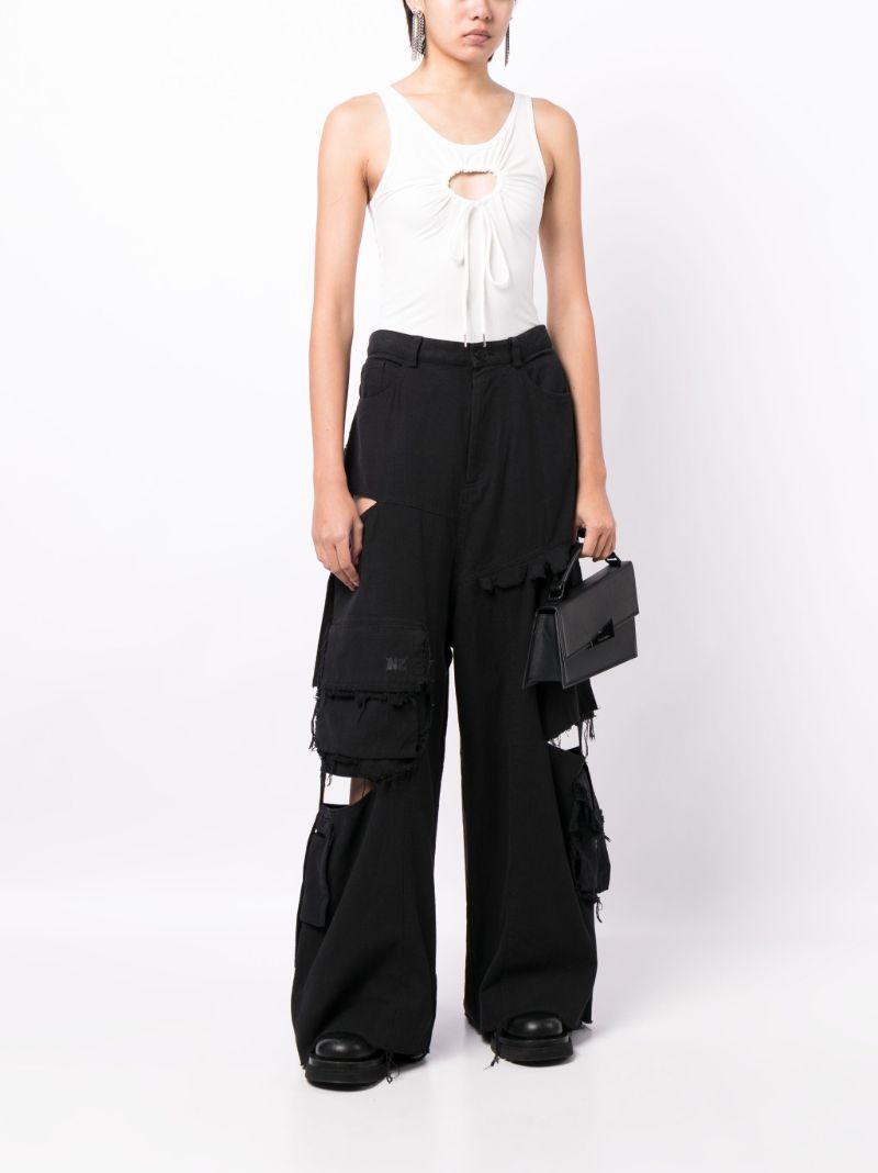 Black Cut-out Cargo Jeans