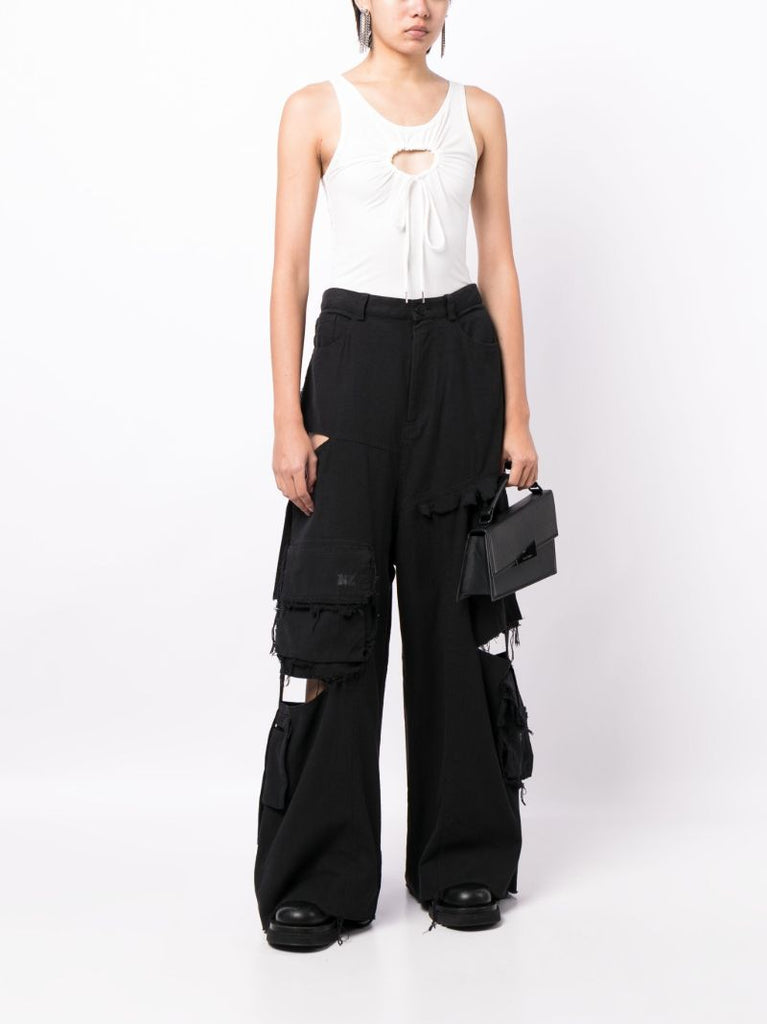 Black Cut-out Cargo Jeans