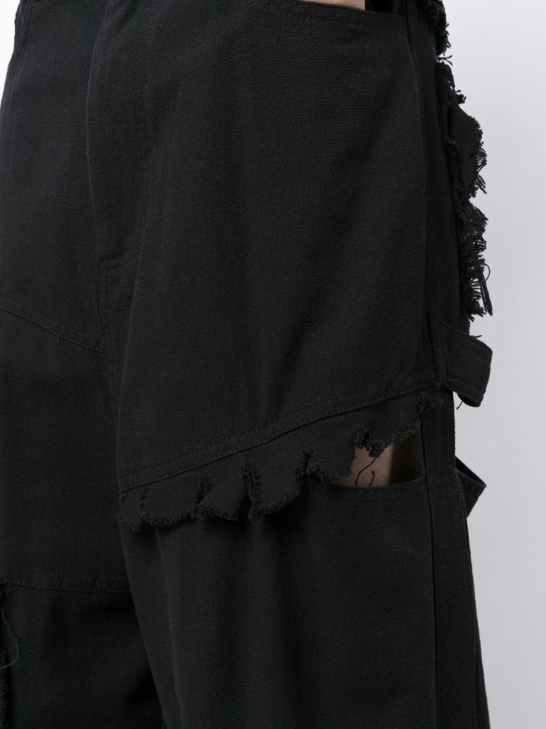 Black Cut-out Cargo Jeans