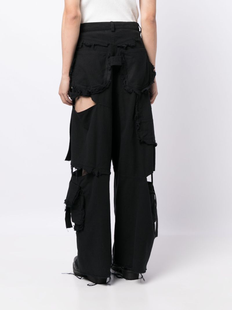 Black Cut-out Cargo Jeans