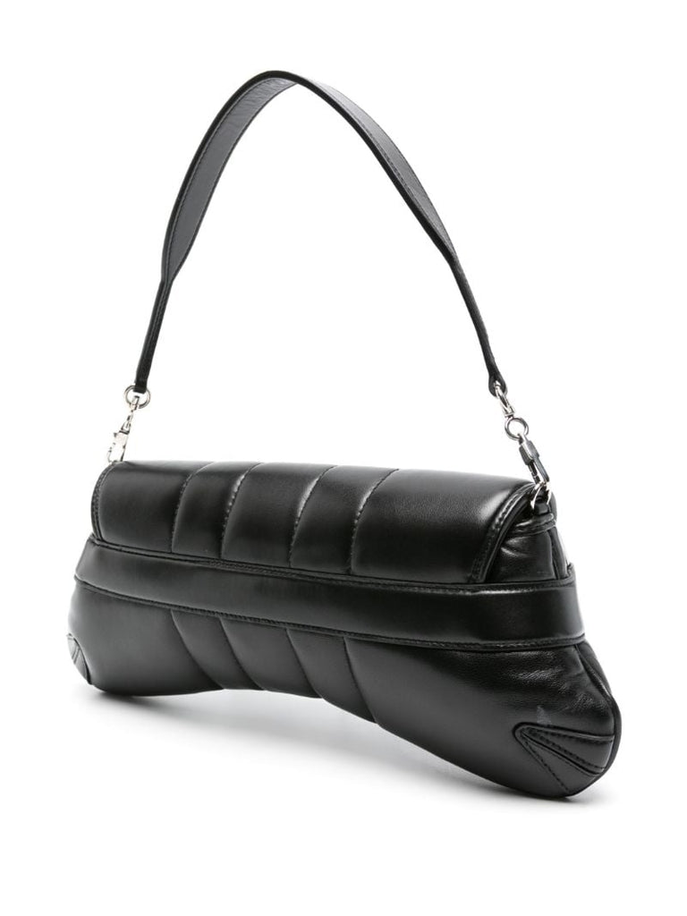 Black Horsebit Chain Medium Leather Shoulder Bag