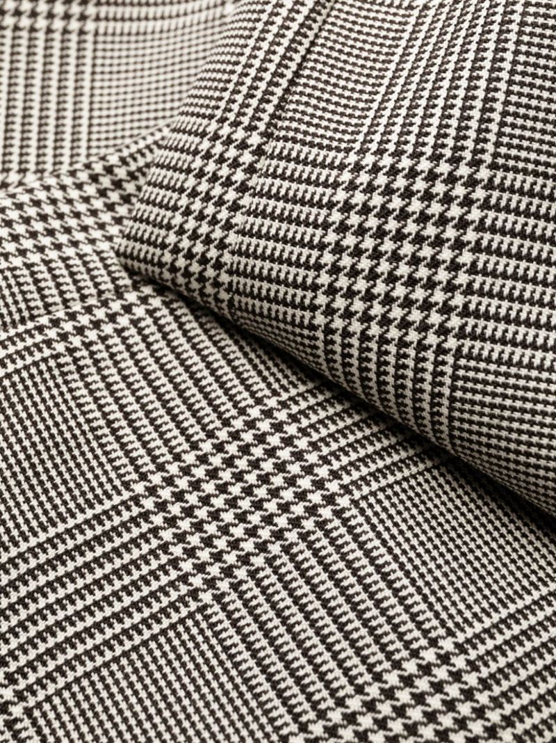White and Black Plaid Check Flared Trousers