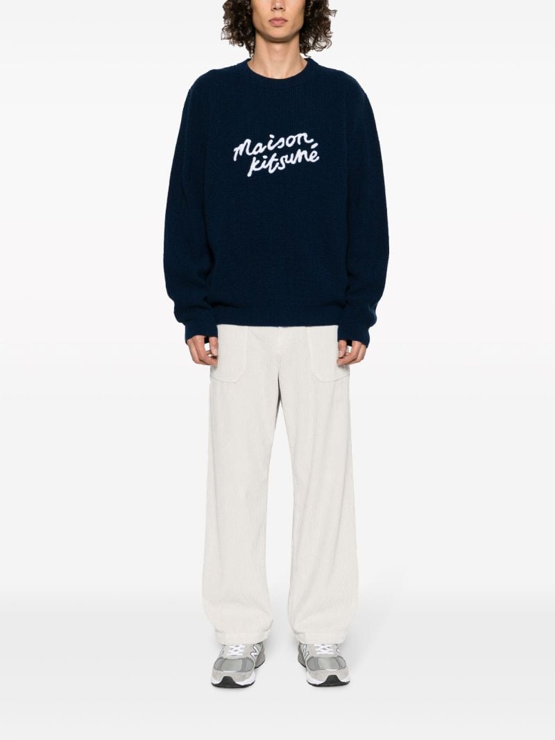 Blue Comfort Logo-embroidered Wool Sweater