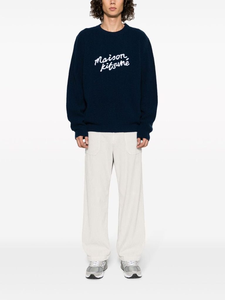 Blue Comfort Logo-embroidered Wool Sweater