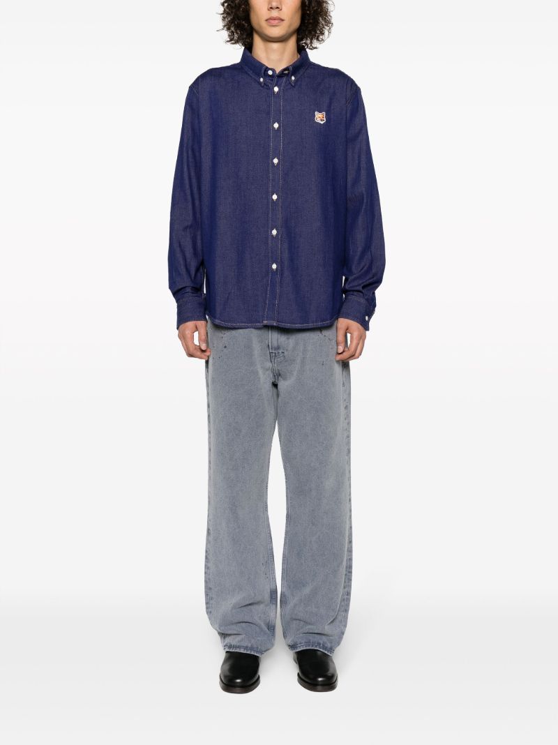 Blue Logo-patch Cotton Shirt
