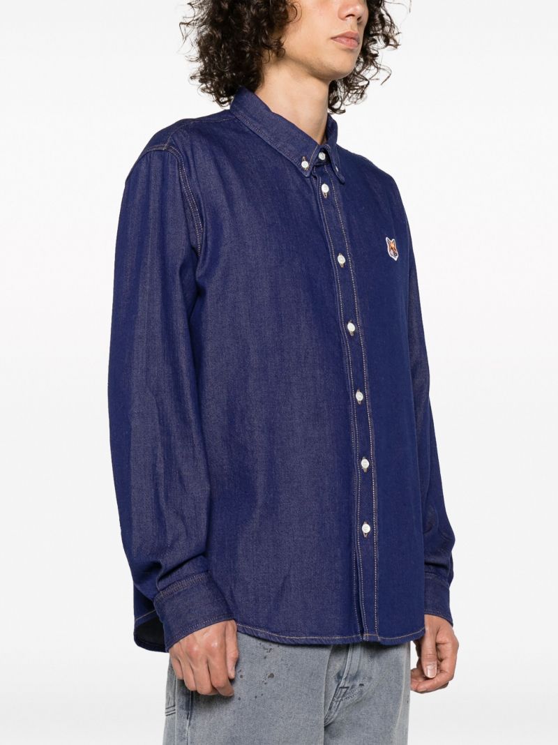 Blue Logo-patch Cotton Shirt