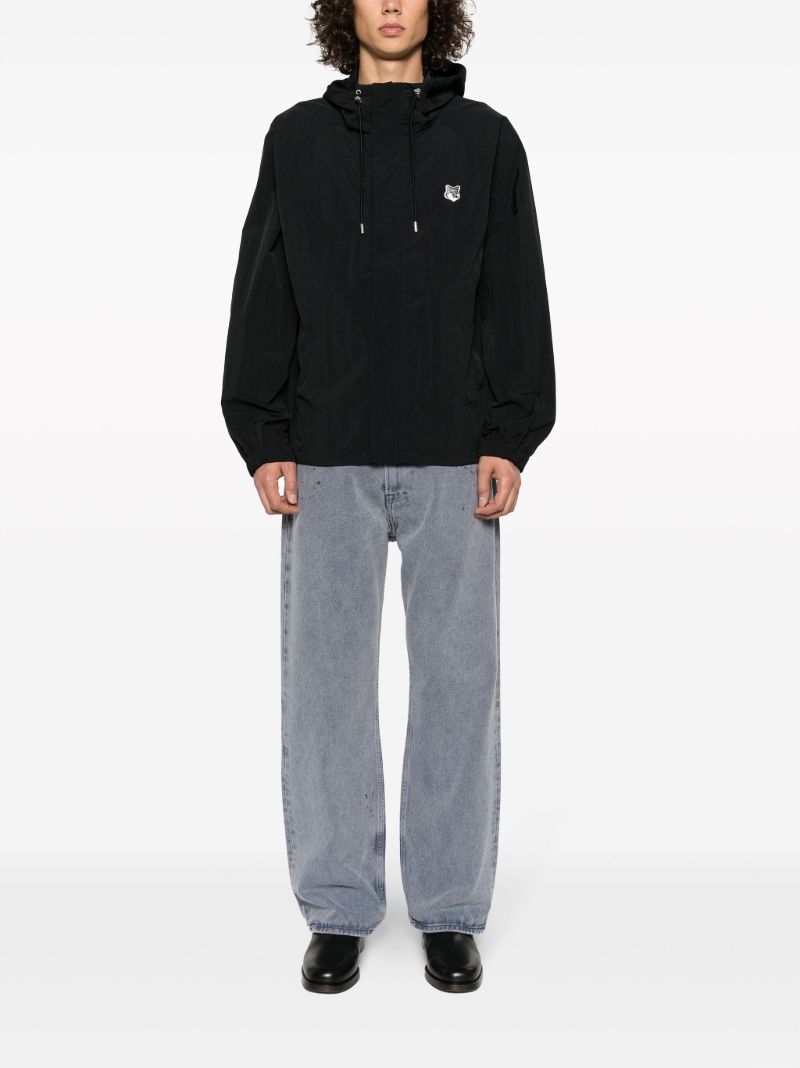 Black Logo-patch Windbreaker Jacket