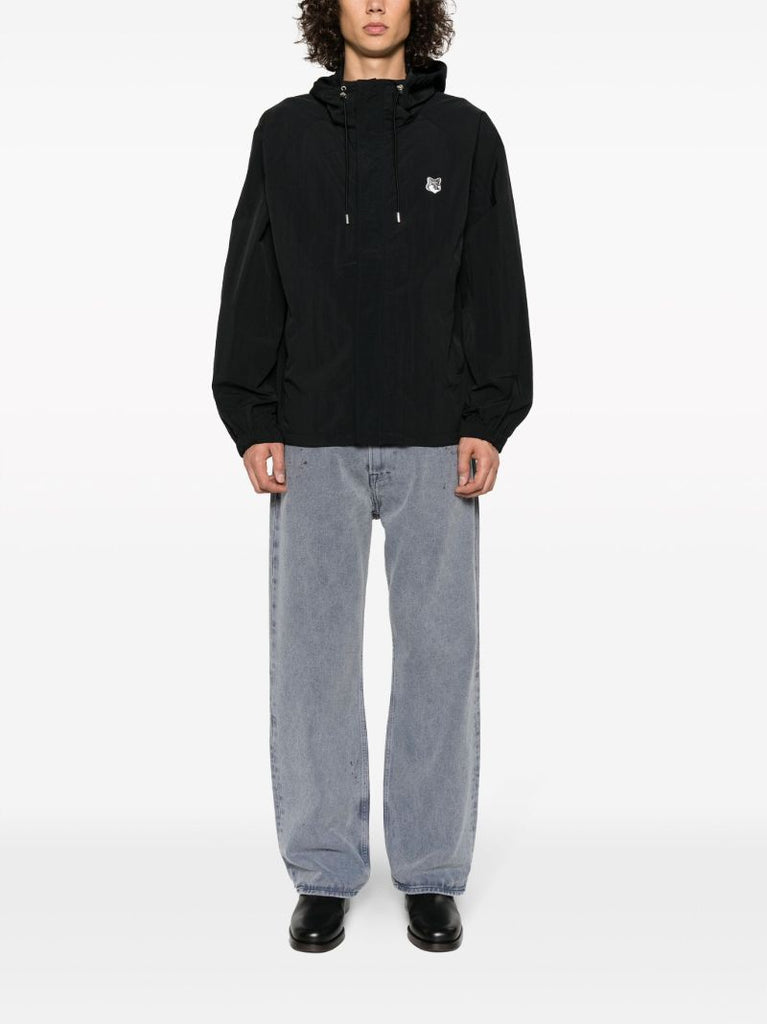 Black Logo-patch Windbreaker Jacket