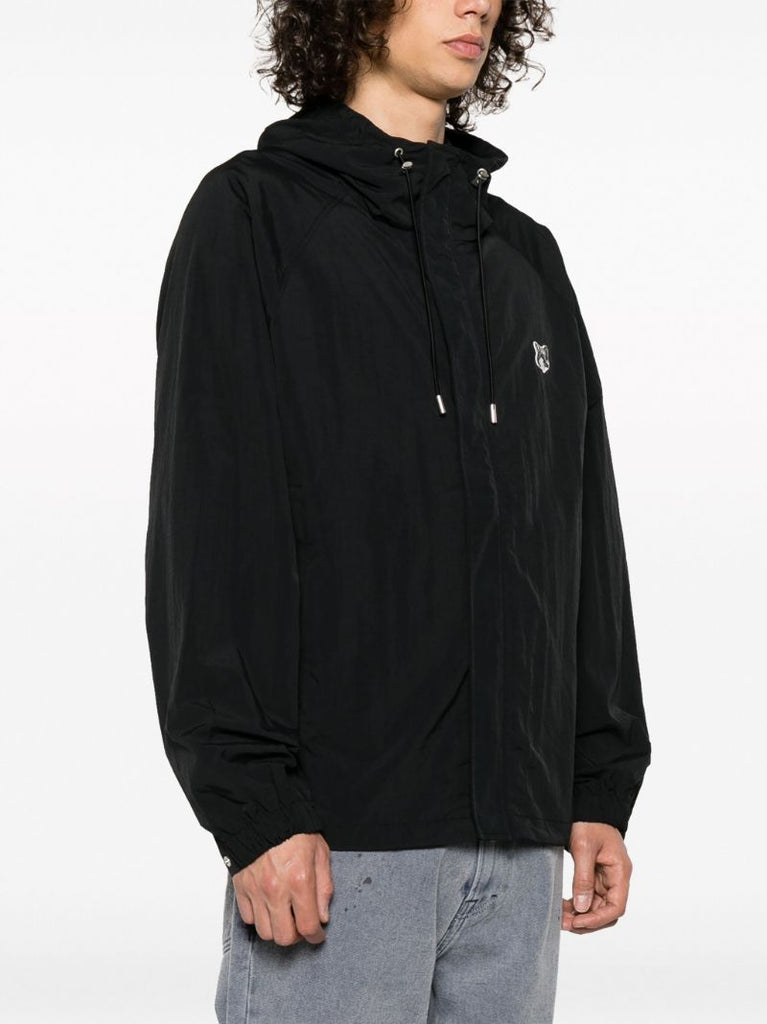 Black Logo-patch Windbreaker Jacket