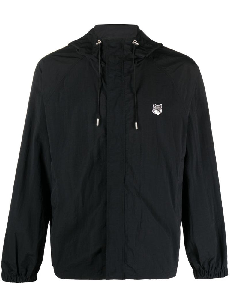Black Logo-patch Windbreaker Jacket