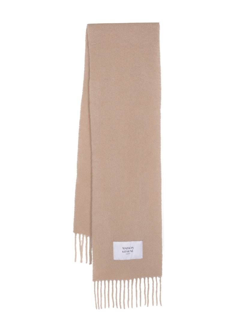 Neutral Logo Patch Wool-blend Scarf