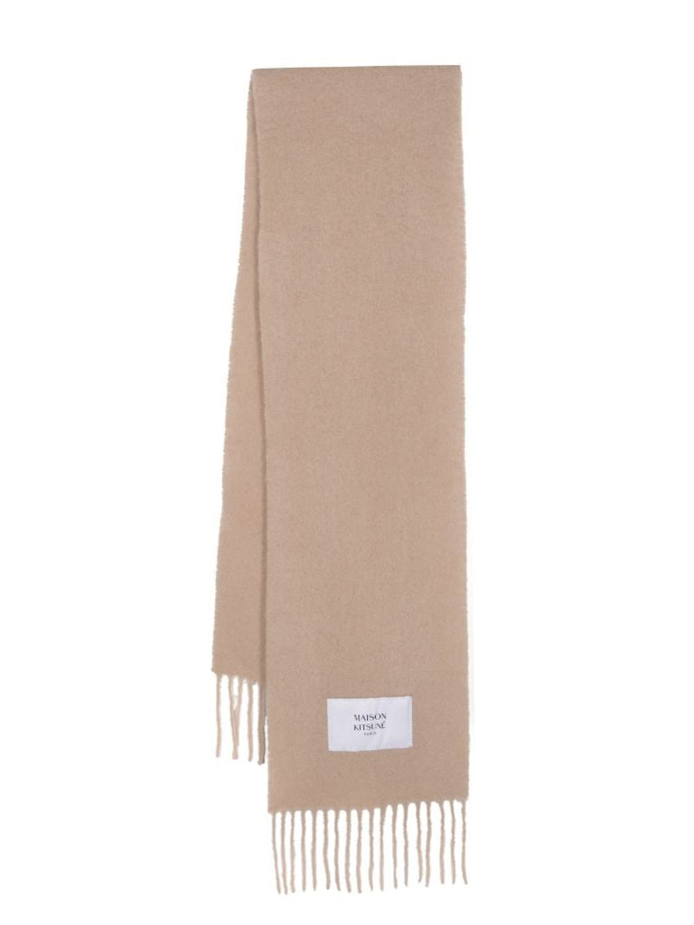 Neutral Logo Patch Wool-blend Scarf