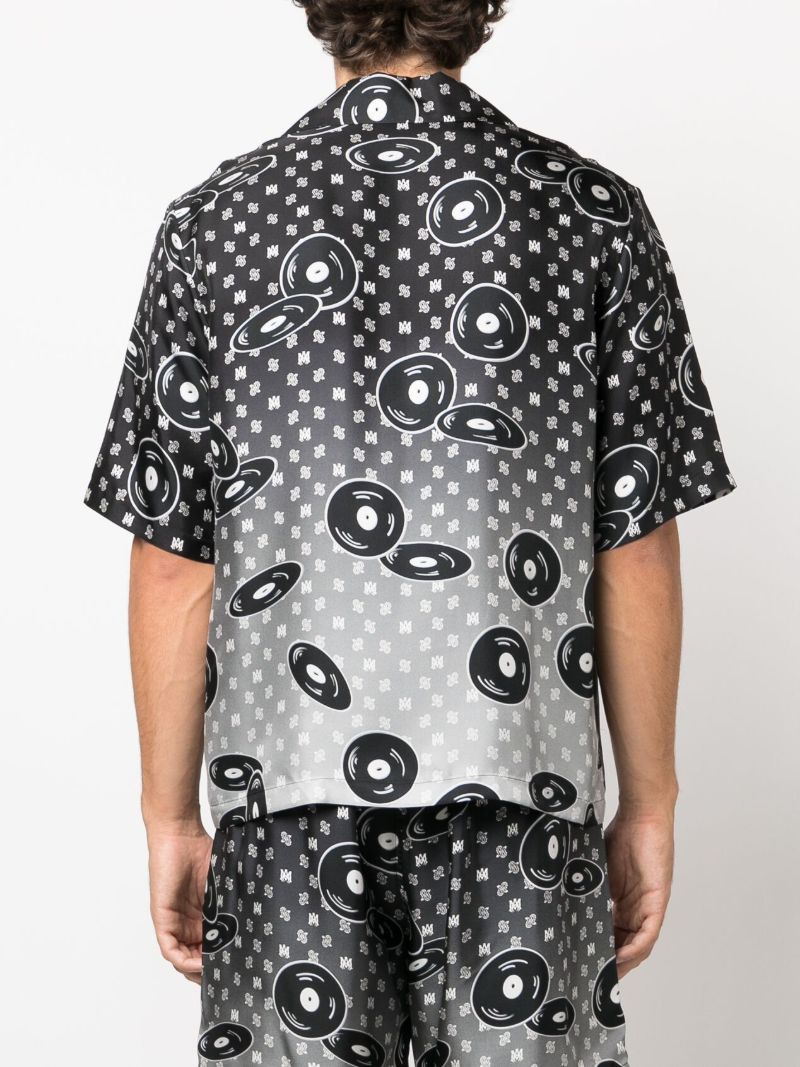 X Browns Black Falling Records Silk Shirt