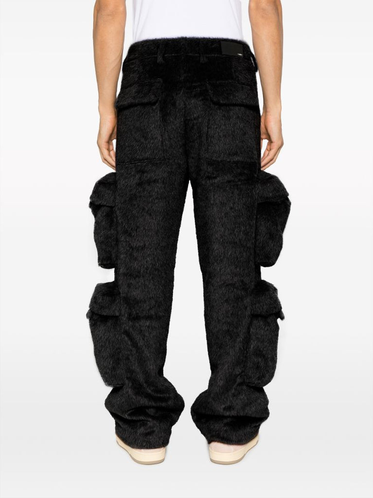 X Browns Black Faux-fur Cargo Trousers