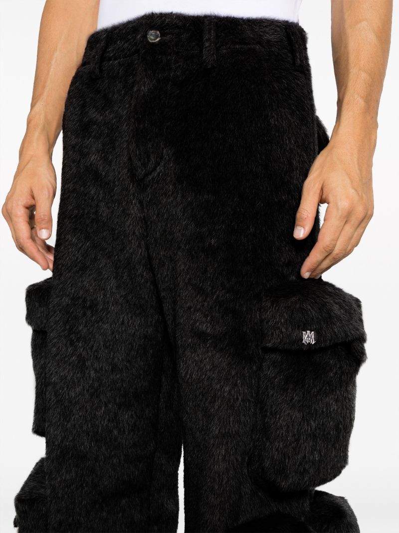 X Browns Black Faux-fur Cargo Trousers