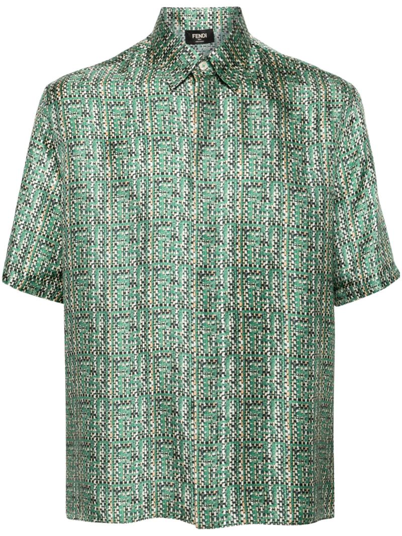 Green Ff-print Silk Shirt