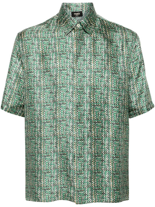 Green Ff-print Silk Shirt