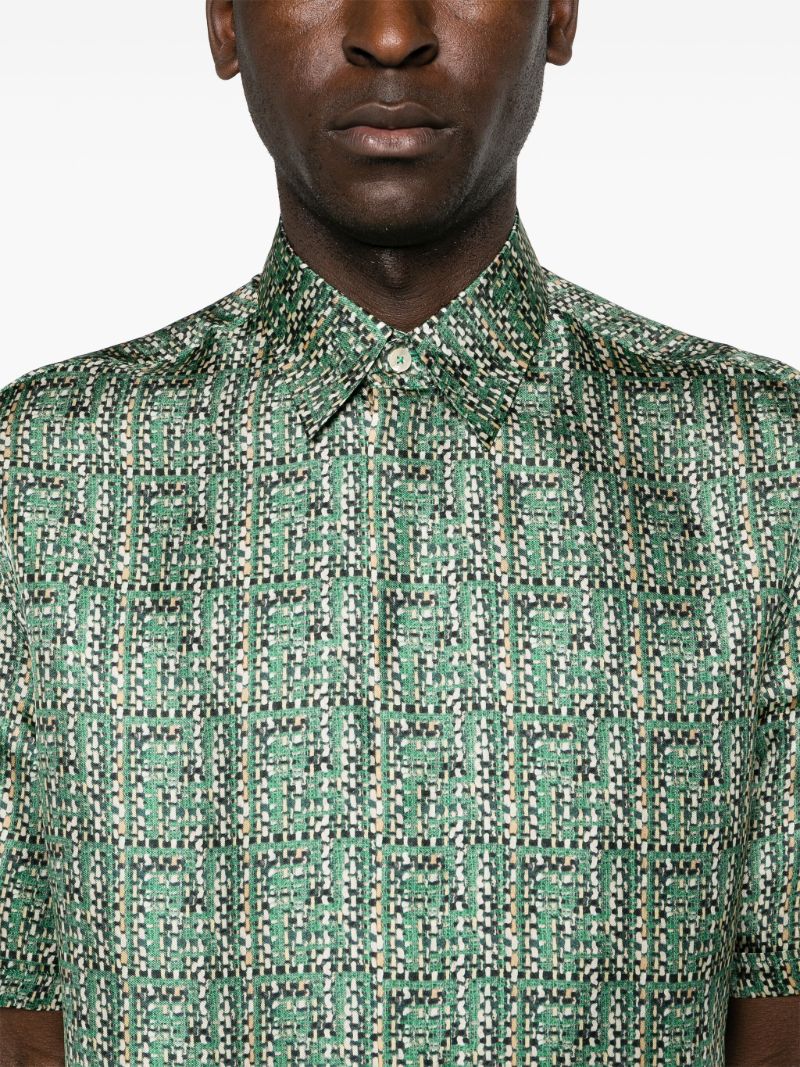 Green Ff-print Silk Shirt