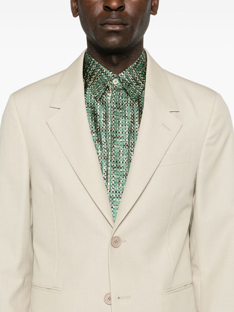 Neutral Single-breasted Wool Blazer