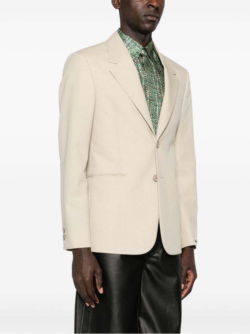 Neutral Single-breasted Wool Blazer